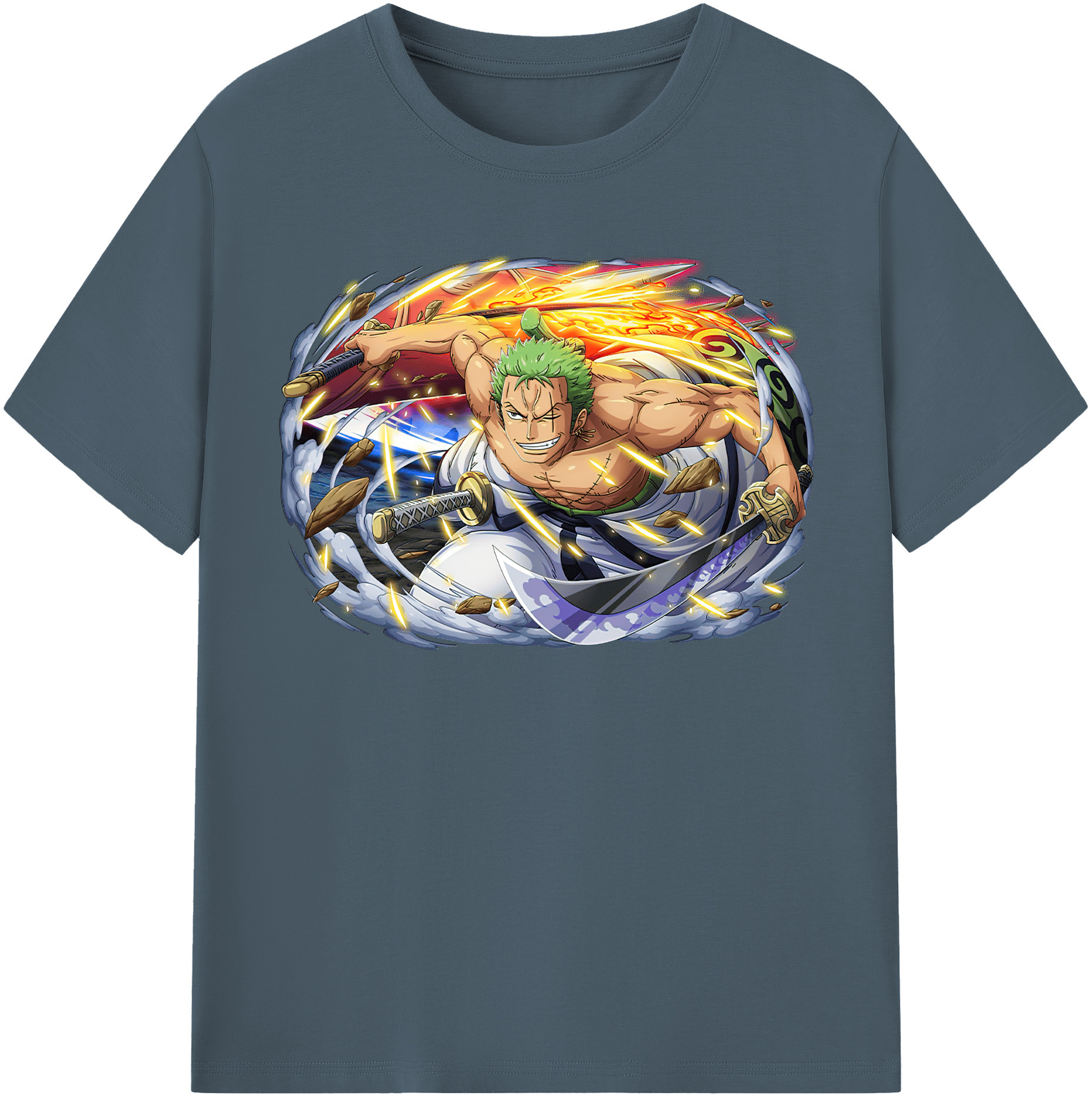 ワンピース ロロノア・ゾロ ONE PIECE Roronoa Zoro 綿100％半袖Tシャツ（フロントプリント）